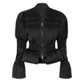 Patchwork Zipper Parkas For Women Stand Collar Long Sleeve Minimalist Tunic Winter Coat Female Fashion Clothing New