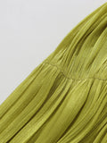 Solid Loose Spliced Folds Dress for Women Slash Neck Long Sleeve Luxury Irregular Dresses Female Summer Fashion New
