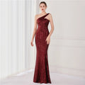 High Quality Women Design Maxi Dress Sexy One Shoulder Sequin Evening Dress Party Night Elegant Long Prom Dress Vestidos