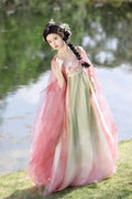 Olive Girl Red Embroidered Hanfu Dress for Ren Faire 2026 Garden Wedding Fairycore Photoshoot S-XL XS-3XL Plus Size Embroidered Flowing Sleeve Dramatic Silhouette Romantic Editorial Not Costume Chinese Heritage Fashion Women
