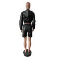 Smooth Hipster 2-Piece Set Women Tracksuit Fall Zip Hooded Jacket+Shorts Matching Activity Simple Streetwear Outfits