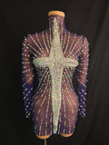 Luxury Rhinestone Tight Short Dress Women Long Sleeve Evening Party Prom Gown Birthdy Nightclub Performance Costume
