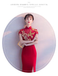 Red Traditional Chinese Style Bride Wedding Dresses Embroidery Cheongsam Gown Robe Party Evening Dress Marry Vestido
