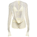 Sexy See Through 3 Piece Set Women Halter Bra+Swing Collar Flared Sleeve T-Shirts+Skinny Shorts Fashion Elegant Set