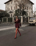 Burgundy Slim Fit Women Blazer Notched Lapel Single Breasted With Pockets Loose Hem Elegant Coat Banquet Outfit Female Clothing