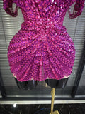 Shining Rosered Shining Sequins Women Sexy Strapless Laced-up Bodycon Mini Dress Nightclub Party Celebrate Performance Costumes