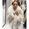 Fashion Women Solid Lapel Faux Fur Coat Long Sleeve Fluffy Loose Short Cardigan Jacket Winter Lady Thicken Warm Outwear