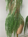 Luxury Crystals Diamonds Evening Party Dress Women Sexy Halter See Through Mesh Birthday Gowns Nightclub Singer Stage Wear