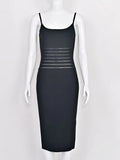 Spagehtti Black Mesh Sexy Evening Bandage Dress Buestier Celebrity Midi Luxury Dress Bodycon Maxi Women Party Vestidos