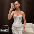 Summer Women's Camisole Fashion Print Lace Patchwork Sleeveless Lace-up Tops New Party Hot Girl Streetwear Female Tops