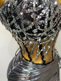 Sparkly Sequins Two Piece Set Singer Dancer Performance Costume Nightclub Bar Evening Party Dress Luxury Birthday Stage Outfit