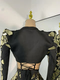 Sparkly Sequined Mirrors Technological High Street Short Summer Three Pieces Dress Sexy Stage Women Outfit Singer Show Wear
