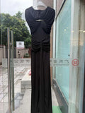 Elegant Light Luxury Maxi Dress for Women Cape Sleeve Cutout Twist Waist Long Gown for Celebrity Formal Dinner Party Outfit