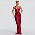 Elegant Satin Corset Long Dresses Luxury Women's Halter Backless Maxi Dress Evening Wedding Guest Party Prom Gown Brown Red 2026