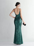 Women Strap Party Maxi Dress Sexy V Neck Evening Dress Celebrity Purple Sequin Dress Long Prom Formal Occasion  Dress