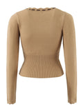 Casual Two Piece Set for Women O Neck Long Sleeve Cardigan High Waist Slimming Pants Fashion Autumn Outfit Female