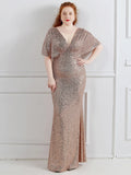 Plus Size Dress for Women Glitter Sequin Dresses Sexy Party Birthday Elegant Celebrity Floor Length Maxi Evening Dress