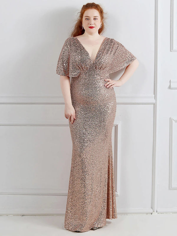 Plus Size Dress for Women Glitter Sequin Dresses Sexy Party Birthday Elegant Celebrity Floor Length Maxi Evening Dress