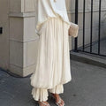 Fashion Ruched Long Trousers Women's Elastic Waist Elegance Solid Leisure Trousers 2025 Autumn Commuting Clothing Female