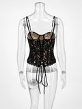 One Shoulder Spaghetti Strap Corset Bustier Camisole Top Women Lace Sleeveless Backless Sexy Y2K Party Club Summer Cami