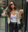 Zebra Print Cropped Shirt Jacket Women Long Sleeve Button Down Casual Loose Outerwear Autumn Female Casual Streetwear Outfit