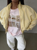 Retro Women Jackets Stand Collar Long Sleeve Basics Loose Jacket for Street Casual Outing Wear Fashion Autumn New
