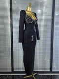 New Women Long Sleeve Square Collar Shinning Diamond Bodycon Long Bandage Dress Elegant Evening Party Celebrate Outfit