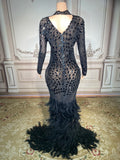 Party Supplies Rhinestone Long Sleeves Evening Prom Gown Ladies Dress for Valentine'S Vestidos De Novia Elegante