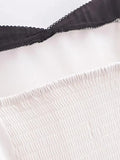 Hit Color Slimming Tube Top for Women Square Collar Sleeveless Spliced Lace Edge Backless Temperament Vests Female
