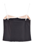 Hit Color Slimming Tube Top for Women Square Collar Sleeveless Spliced Lace Edge Backless Temperament Vests Female