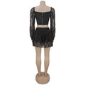 Sexy 2 Pieces Set Skirt Long Sleeve Off‑Shoulder Lace‑Up Crop Top and Mini Skirt Matching Sets Party Club Nightout Dresses