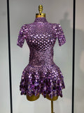 Sparkly Sequins Luxury Birthday Party Gown Short Dress Dancer Stage Performance Wear Women Sexy Nightclub Dress Festival Outfit