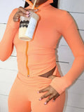 Casual Tracksuit Women 3-Piece Set Sporty Stretch Zip Crop Jacket+Leggings+Headband Fitness Stretch Street Outfits