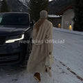 Belted Faux Mink Fur Coat Women 2026 Winter Beige Gradient Furry Fur Jacket Luxury Brand Hooded Warm Outerwear Overcoat