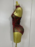 Sparkly Diamond Sexy Mesh Stretch Bodysuits Women Evening Nightclub Bar Party Show Gogo Dancer Clothing Stage Costume