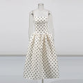 Slim Patchwork Wave Point Elegant Dresses for Women Square Neck Sleeveless High Waist Dress Female