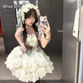 Olive Girl Dramatic Lolita Dress for Ren Faire 2026 Fairycore Photoshoot Everyday Wear S-XL XS-3XL Plus Size Dramatic Silhouette Romantic Cottagecore Editorial Not Costume Lolita Dress Chinese Heritage Fashion Women