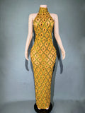 Festival Shiny Rhinestones Party Dress Birthday Luxury Costume Fancy Brilliant Dancer Wedding Impressive Evening Dress