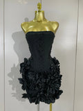 Elegant Cute Pearl Beaded Flower Sexy Strapless Bodycon Mini Bandage Dress Celebrate Eveing Party Birthday Cocktail Wedding Wear