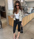 Zebra Print Cropped Shirt Jacket Women Long Sleeve Button Down Casual Loose Outerwear Autumn Female Casual Streetwear Outfit