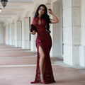 Sexy Women Lace Hollow Out Sleeveless Ruched High Split Maxi Long Dress 2026 Party Trendy Birthday Vacation Party Dresses