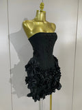 Elegant Cute Pearl Beaded Flower Sexy Strapless Bodycon Mini Bandage Dress Celebrate Eveing Party Birthday Cocktail Wedding Wear