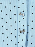 Elegant Sweet Blue Polka Dot Playsuit for Women Puff Sleeve Cutout Design Lace Trim Slimming Playsuits for Vacation