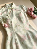 Olive Girl Romantic Qipao for Garden Wedding 2026 Fairycore Photoshoot Everyday Wear S-XXL XS-3XL Plus Size Romantic Garden Party Editorial Not Costume Qipao Cheongsam Chinese Dress Chinese Heritage Fashion Women