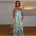 Print Women Dress Strapless Camisole Dress High Waisted Floral Dress Slimming Design Fashion Wear Daily Style