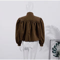 Fashion Shoulder Padded Short Windbreaker Women Solid Full Sleeve Turn-down Collar Single Breasted Coat Lady Autumn Chic Coats