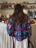 Floral Print Tie Waist Quilted Cotton Jacket  Stand Collar Loose Fit 2026 Spring Women Bohemian Vintage Daily Fashion Outerwear