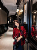 New Long Sleeved Jacquard Cardigan Summer Warm Loose Printing Versatile Retro Festival Red Lady Tang Suit Top