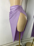 Sparkly Rhinestone Diamonds High Split Two Pieces Women Sexy Outfit Night Club Skirt Suits Dancer Singer Performance Costume