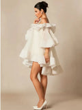 Women's Spring Summer Off Shoulder Tiered Ruffle Flared Mini Dress Sweet Prom Party Wear 2026 Trendy Feminine Fashion Dress